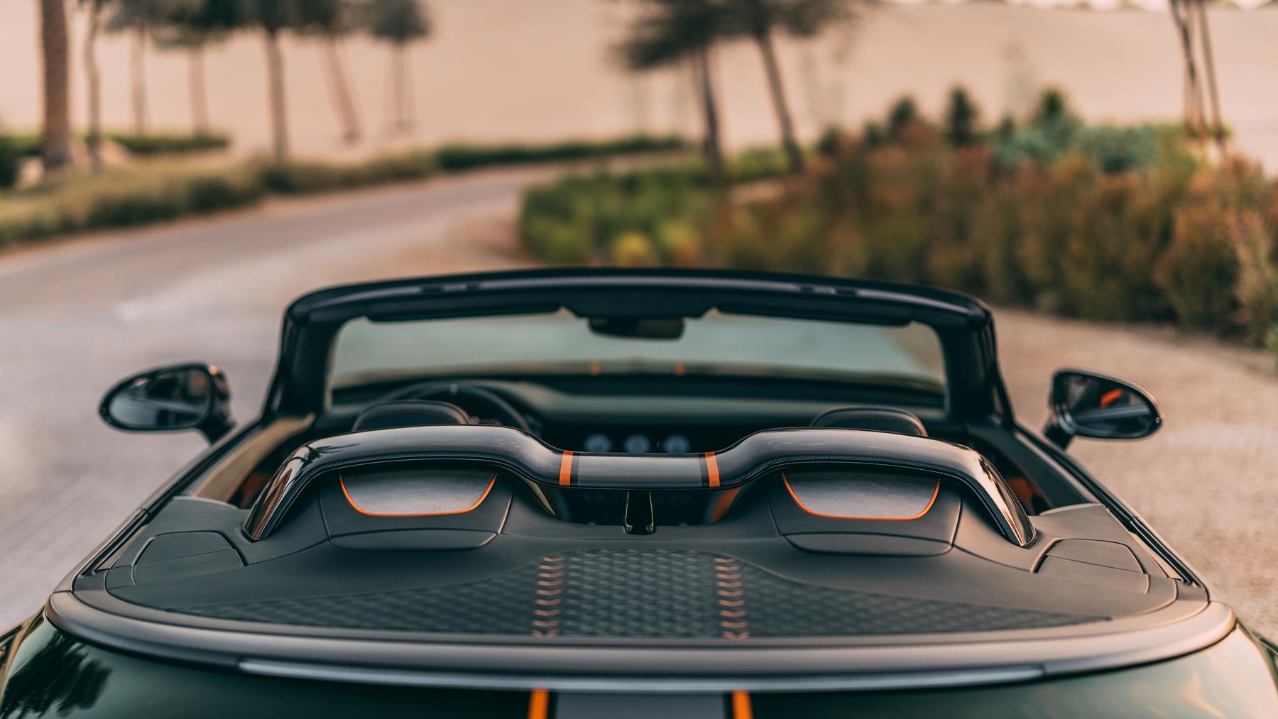 Rear cabin and sculpted aero bridge of the Bentley Batur Convertible